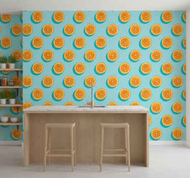Kitchen wallpaper citrus slice design - TenStickers