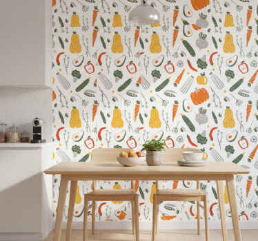 Kitchen wallpaper colorful vegetable collection - TenStickers