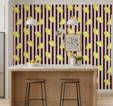 Kitchen wallpaper lively lemon design - TenStickers