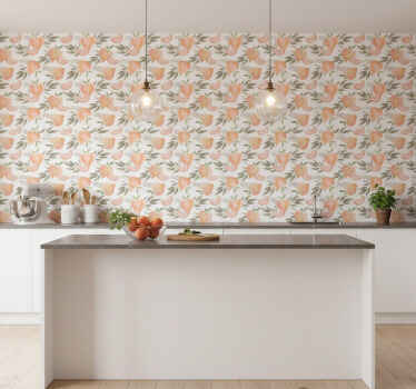 Carta da parati cucina composizione floreale pesca - TenStickers