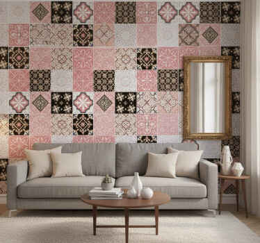 Carta da parati soggiorno cemento rosa - TenStickers