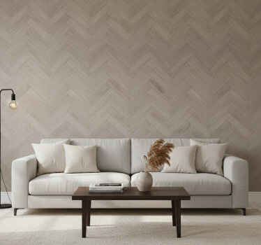 Carta da parati soggiorno motivo spina di pesce taupe - TenStickers