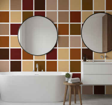 Papel tapiz baño bloques de color cálido - TenVinilo