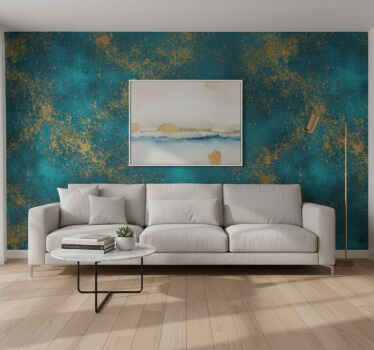 Carta da parati soggiorno blu teal distressato - TenStickers