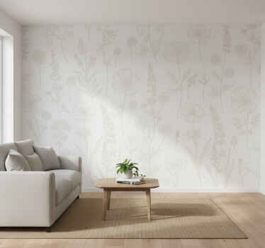 Carta da parati soggiorno schizzo botanico - TenStickers