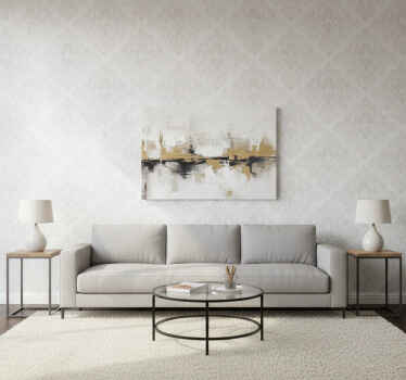 Carta da parati soggiorno damascato bianco classico - TenStickers