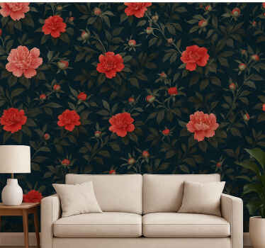 Carta da parati soggiorno botanico vintage scuro - TenStickers