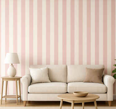 Carta da parati soggiorno strisce rosa e bianche - TenStickers