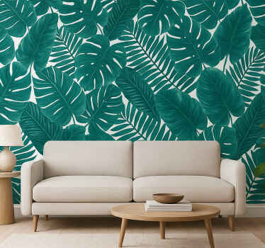 Carta da parati soggiorno foglie di palma tropicali - TenStickers