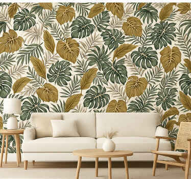 Carta da parati soggiorno fiori neutri - TenStickers