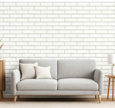Papel tapiz para sala diseño ladrillo blanco - TenVinilo