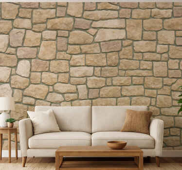 Papel tapiz para sala patrón de piedra beige - TenVinilo