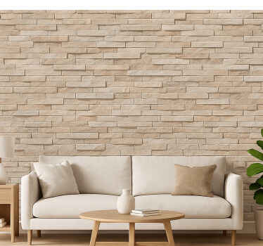 Papel tapiz para sala patrón de piedra beige 3d - TenVinilo