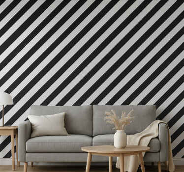 Living room wallpaper classic black and white stripes - TenStickers
