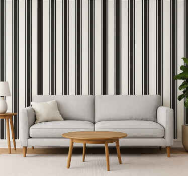 Living room wallpaper vintage black and white stripes - TenStickers