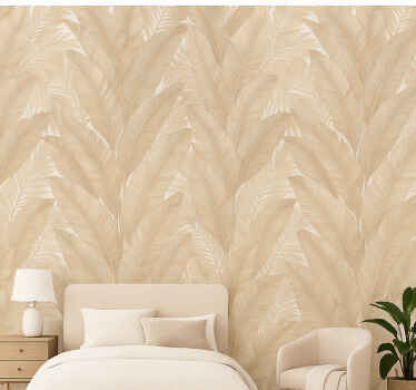Master bedroom wallpaper soft botanical design - TenStickers