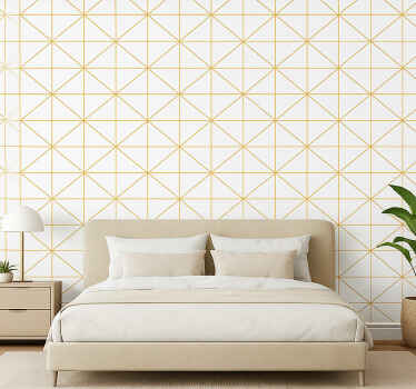 Master bedroom wallpaper gold geometric design - TenStickers