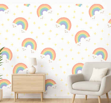 Tapete kinderzimmer regenbogen kinder - TenStickers