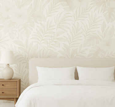Neutral tropical master bedroom wallpaper - TenStickers