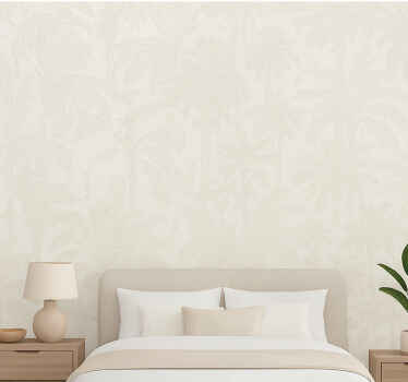 Master bedroom wallpaper light beige jungle - TenStickers