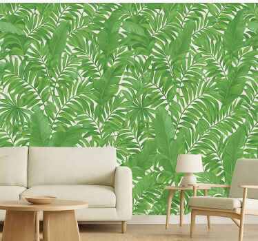Papel pintado salón hojas tropicales - TenVinilo