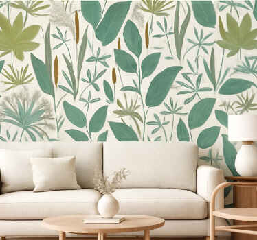 Living room wallpaper tropical jungle design - TenStickers