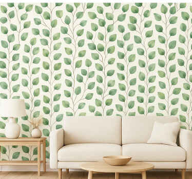 Living room wallpaper rainforest leaf design - TenStickers
