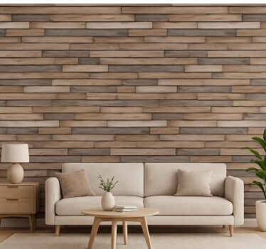 Papel tapiz para sala madera rústica 3d - TenVinilo