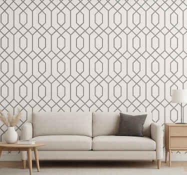 Living room wallpaper in grey geometric design - TenStickers