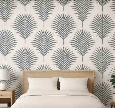 Master bedroom wallpaper black palm - TenStickers