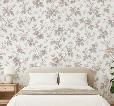 Master bedroom wallpaper vintage french floral design - TenStickers