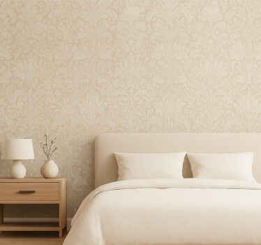 Master bedroom wallpaper classic beige floral - TenStickers