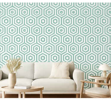 Living room wallpaper abstract geometric design - TenStickers