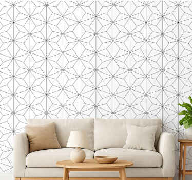 Living room wallpaper abstract hexagon design - TenStickers