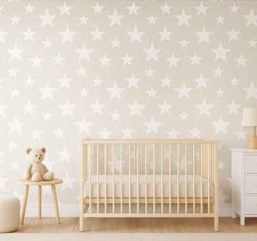 Kids wallpaper big grey star pattern - TenStickers