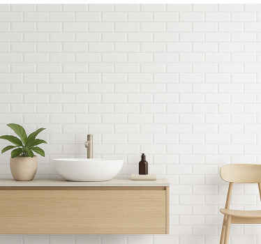 Bathroom wallpaper white tile design - TenStickers