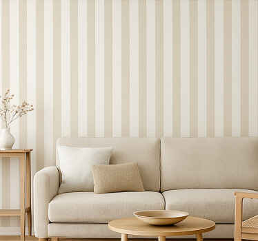 Living room wallpaper neutral vertical stripe pattern - TenStickers