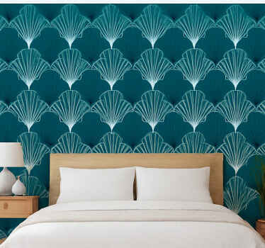 Abstraktno tapeta moderna teal školjkasta ventilacija - TenStickers