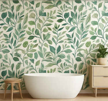 Leaves wallpaper watercolor jungle foliage - TenStickers
