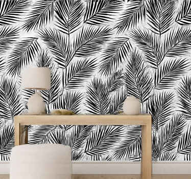 Leaves wallpaper black palm silhouettes - TenStickers