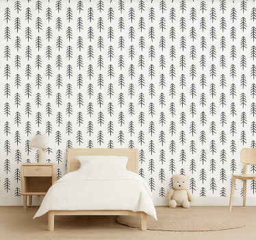 Papel de parede nórdicos pinheiros de tinta preta - TenStickers
