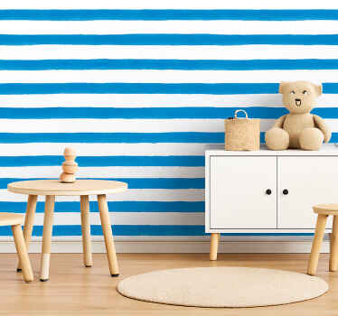 Tapete horizontale streifen in blauen aquarellbalken - TenStickers