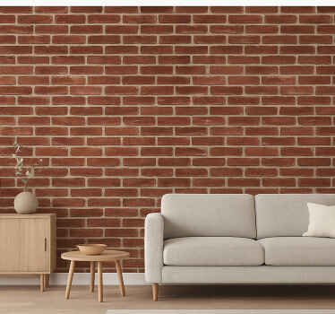 Papel tapiz para sala patrón de ladrillo rojo - TenVinilo