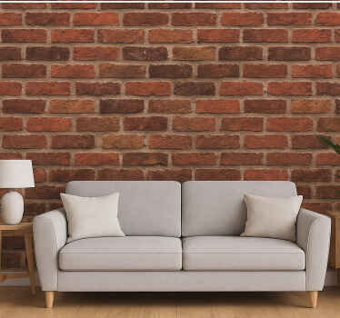 Papel tapiz para sala efecto ladrillo rojo - TenVinilo