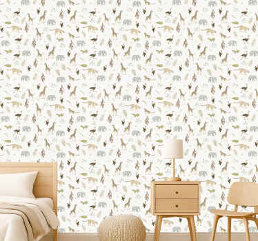 Papier peint chambre enfant animaux de la savane - TenStickers
