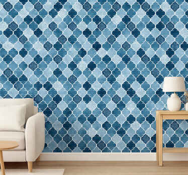 Tile wallpaper blue watercolor moroccan design - TenStickers