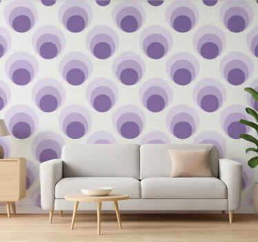 Living room wallpaper purple circles layered design - TenStickers