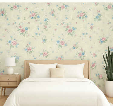 마스터 침실 벽지 단순한 꽃 디자인 - TenStickers