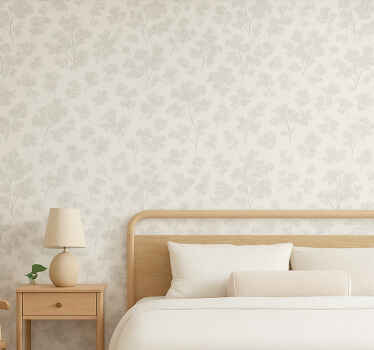 Papier peint chambre adulte fleurs blanches simples - TenStickers
