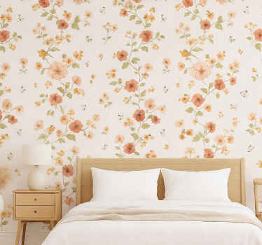 Papier peint chambre adulte fleurs blanches simples - TenStickers
